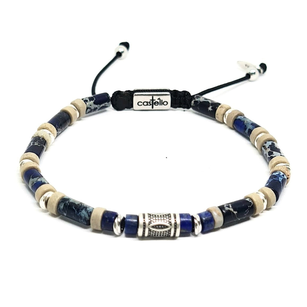 Jasper Gemstone Bracelet, Evil Eye, 4mm | Castello Jewels
