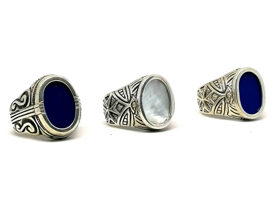 Mens Silver Ring Moon Stone | Castello Jewels
