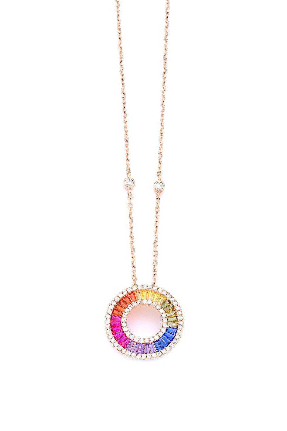 Silver necklace with Baquette stones | Castello Jewels