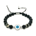Polished Onyx Evil Eye Enamel Bracelet, 8mm | Castello Jewels