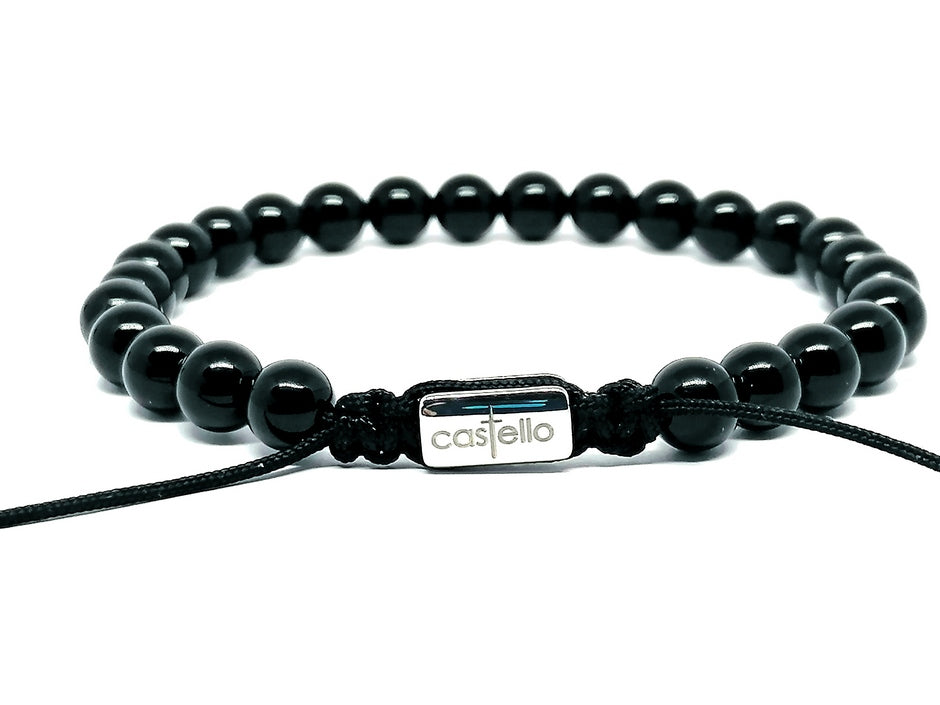 Hand Made Bracelet, Onyx Polish stone 6mm — view 3 | Castello Jewels