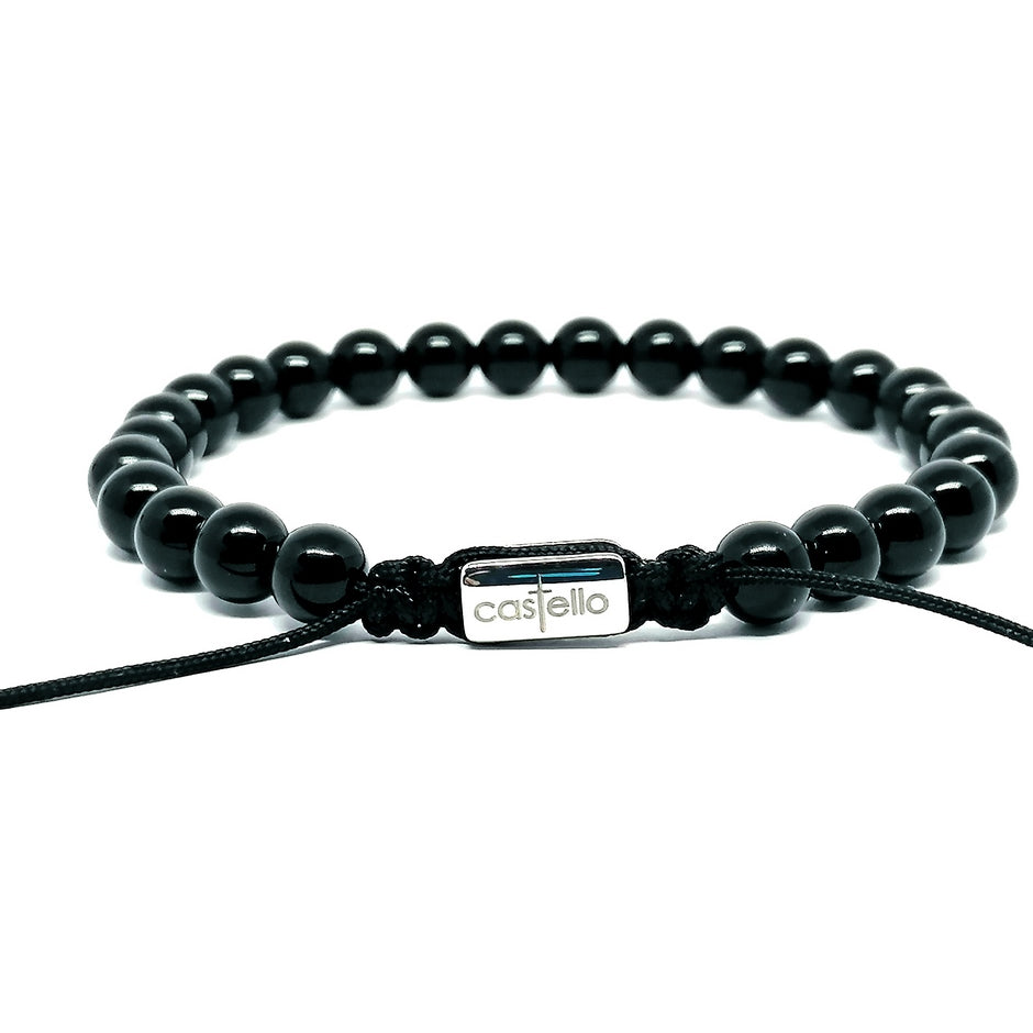 Polished Onyx Bracelet, Water-Resistant, view 3, 6mm | Castello Jewels