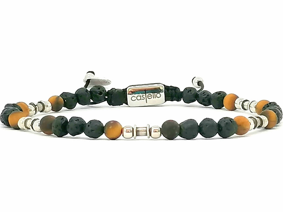 Silver bracelet Earth, Lava stone 4mm | Castello Jewels