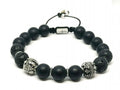 Hand Made Silver Bracelet MyKing Lava, Onyx Mat stone 10mm | Castello Jewels
