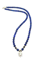 Hand Made SILVER 925 Opal With Lapis stone 6mm necklace | Castello Jewels
