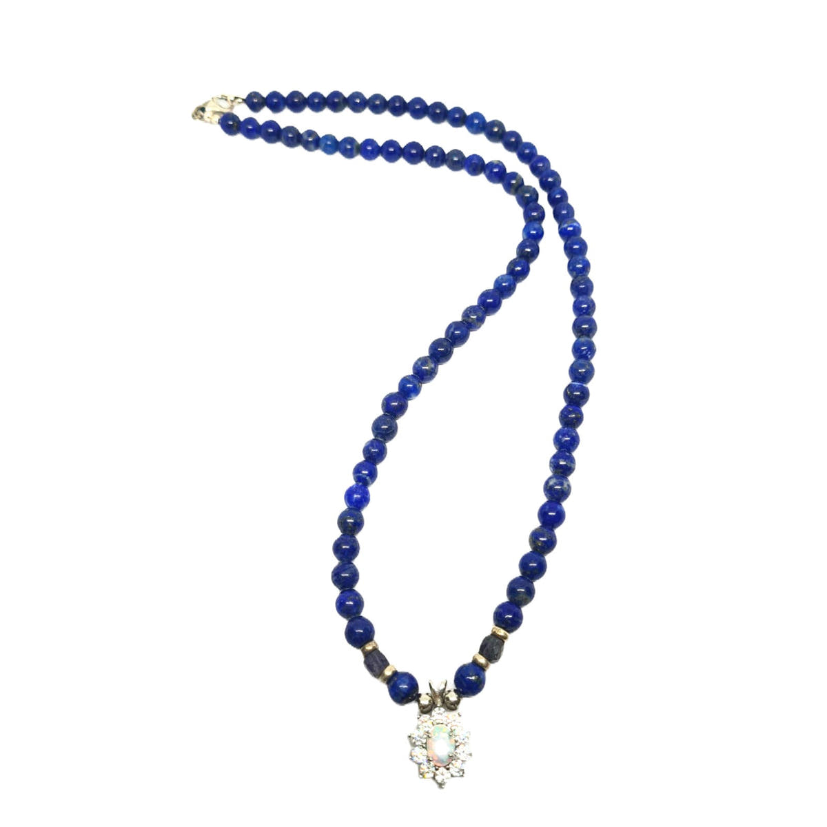 Lapis Lazuli & Opal Pendant Necklace, 6mm | Castello Jewels