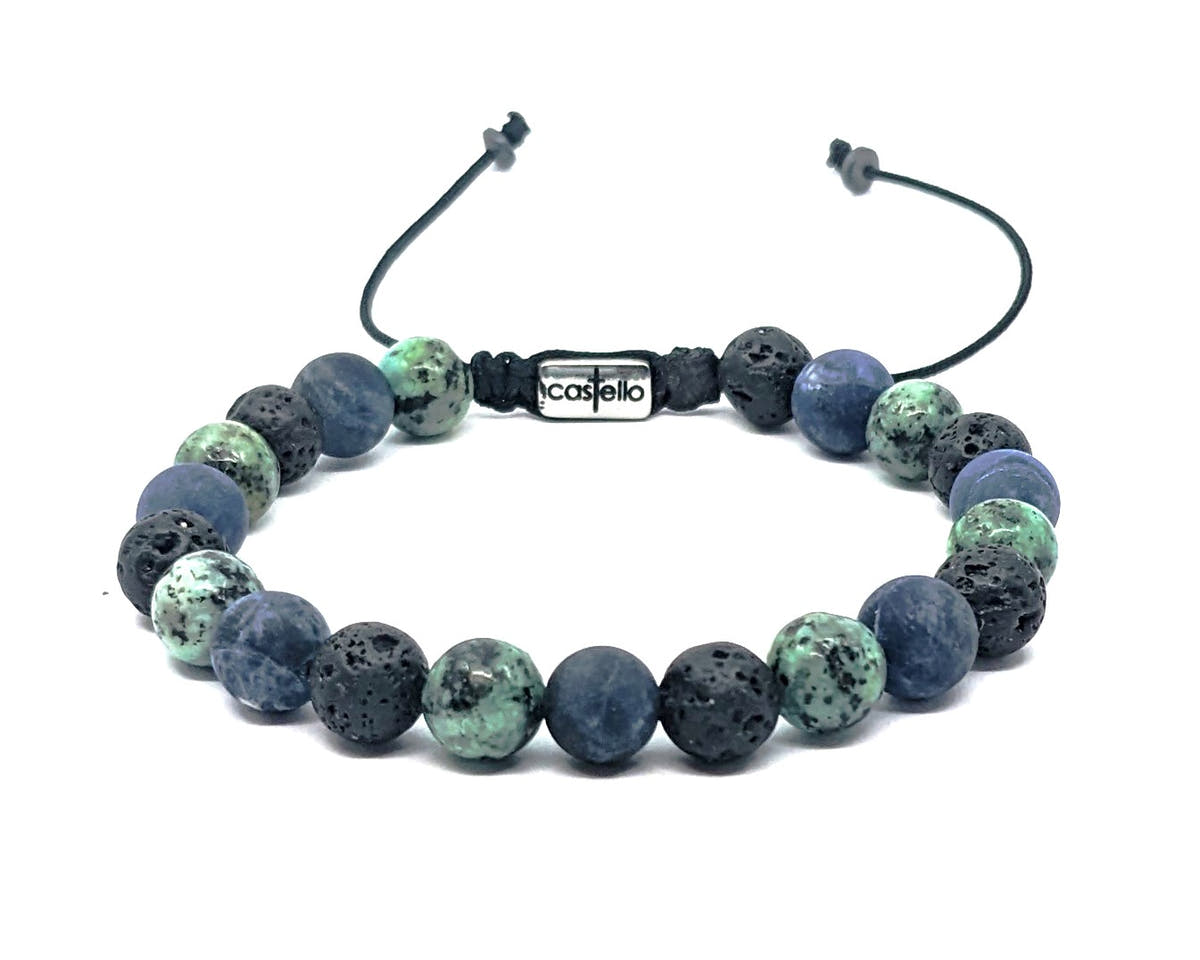 Lava, African Turquoise & Sodalite Boho Bracelet, 8mm | Castello Jewels
