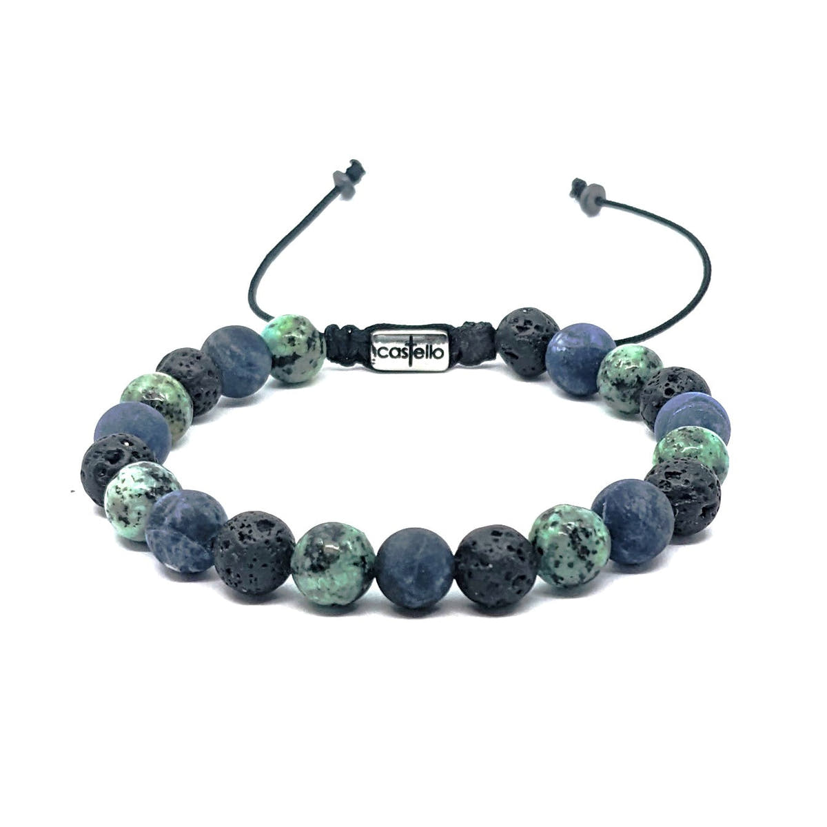 Lava, African Turquoise & Sodalite Boho Bracelet, 8mm | Castello Jewels