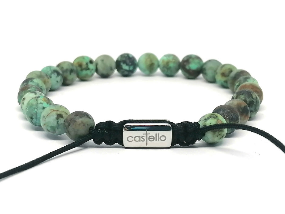 Gemstone Bracelet African Turquoise stone 6mm — view 3 | Castello Jewels