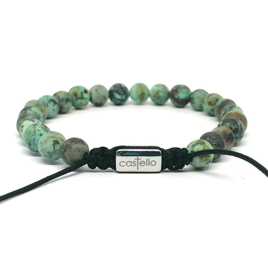 Matte African Turquoise Bracelet, view 3, 6mm | Castello Jewels
