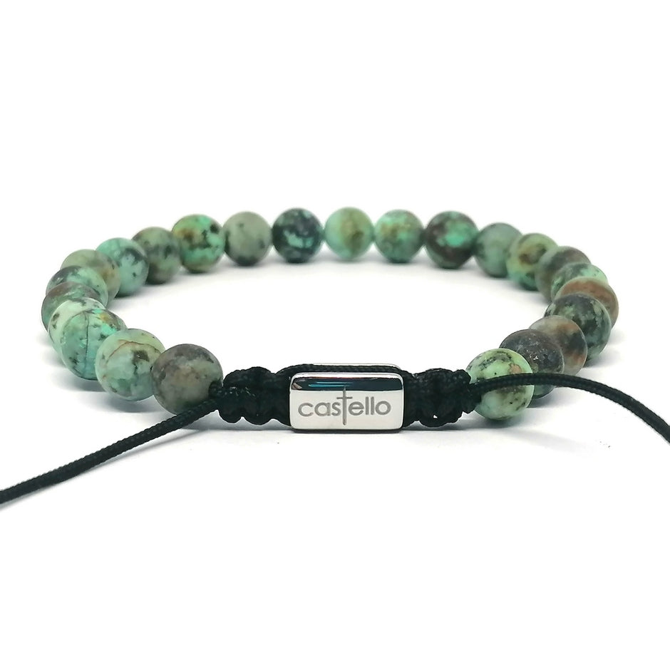 Matte African Turquoise Bracelet, view 3, 6mm | Castello Jewels