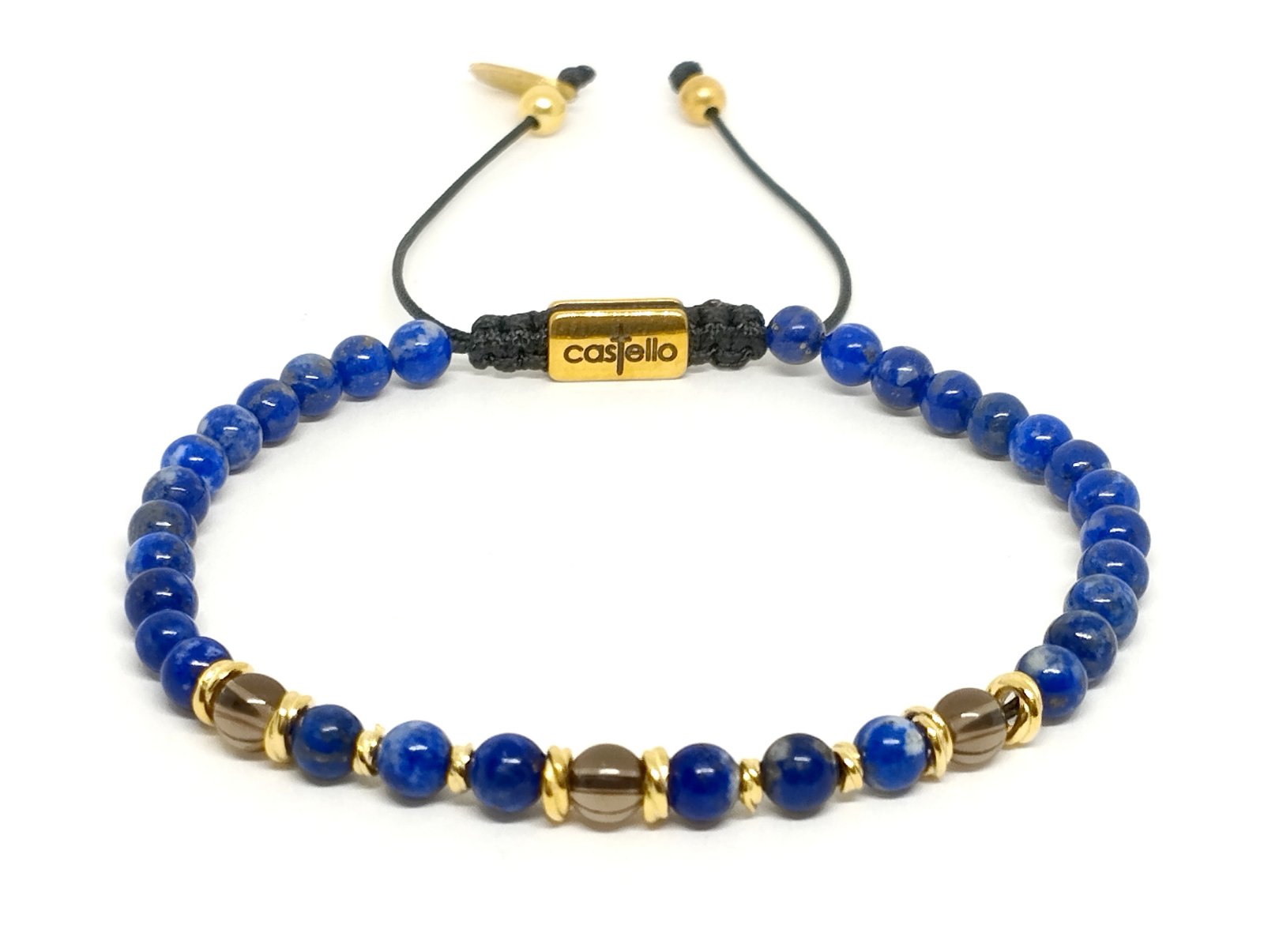 Aegean Silver 925 Gold Plated Bracelet, Lapis Lazuli Stone 4mm | Castello Jewels