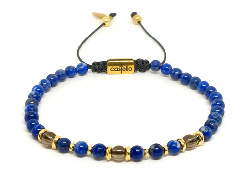 Aegean Silver 925 Gold Plated Bracelet, Lapis Lazuli Stone 4mm | Castello Jewels