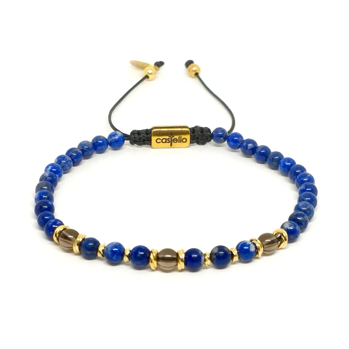 Aegean Silver 925 Gold Plated Bracelet, Lapis Lazuli Stone 4mm | Castello Jewels
