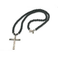 Onyx Statement Cross Necklace, Large Cross, 6mm | Castello Jewels