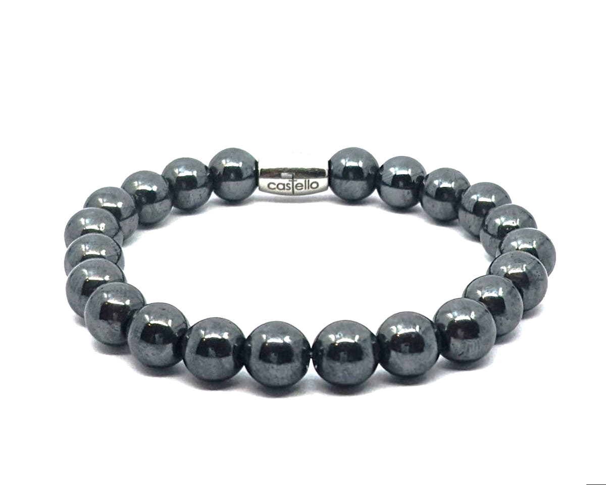 Hematite Beaded Bracelet, 8mm, view 2 | Castello Jewels