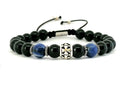 Hand Made Silver Bracelet Knights, Onyx Polish, Sodalite stone 8mm | Castello Jewels