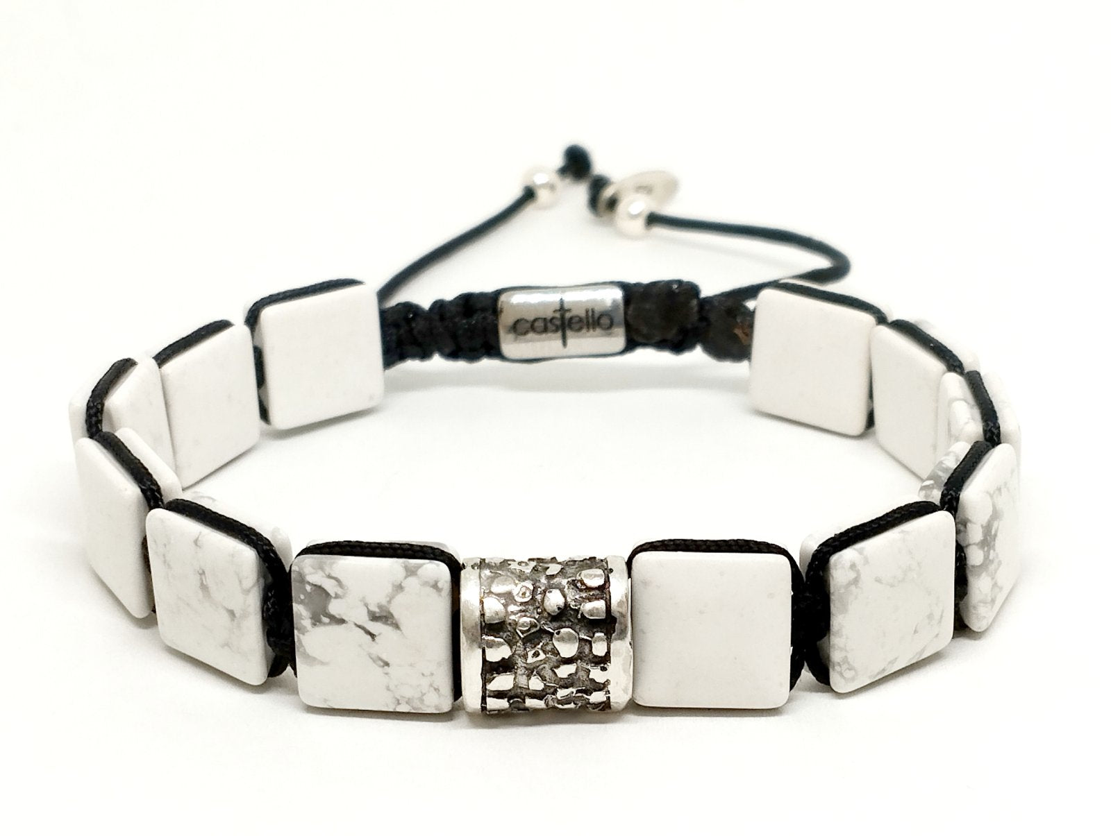 Bracelet Ancient 925 Silver, Howlite 10mm stone | Castello Jewels
