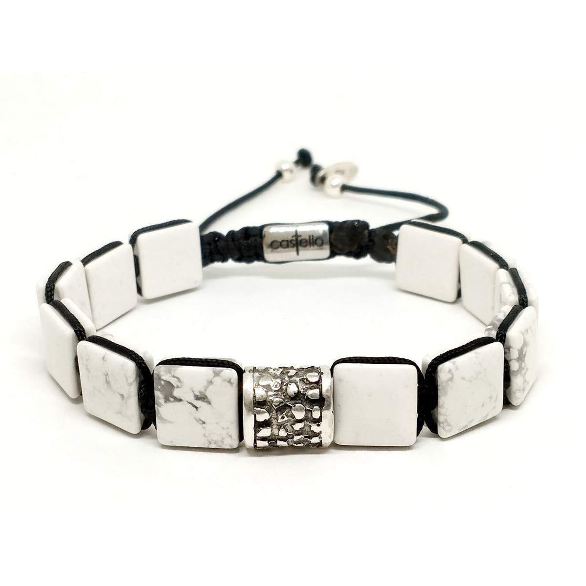 Howlite Stacking Bracelet, Sterling Silver, 10mm | Castello Jewels