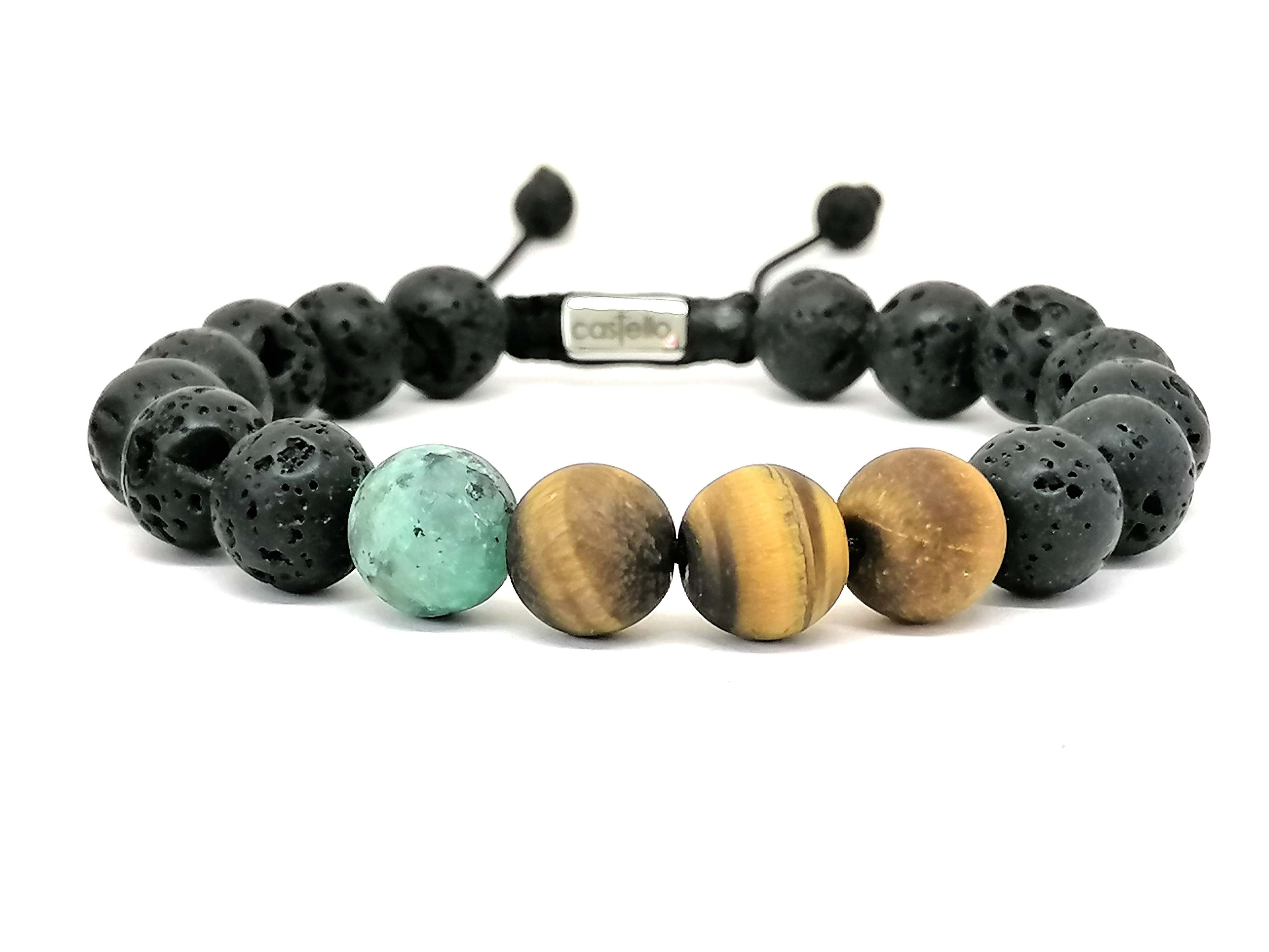 Bracelet Lava, Tiger eye, 10mm stone | Castello Jewels