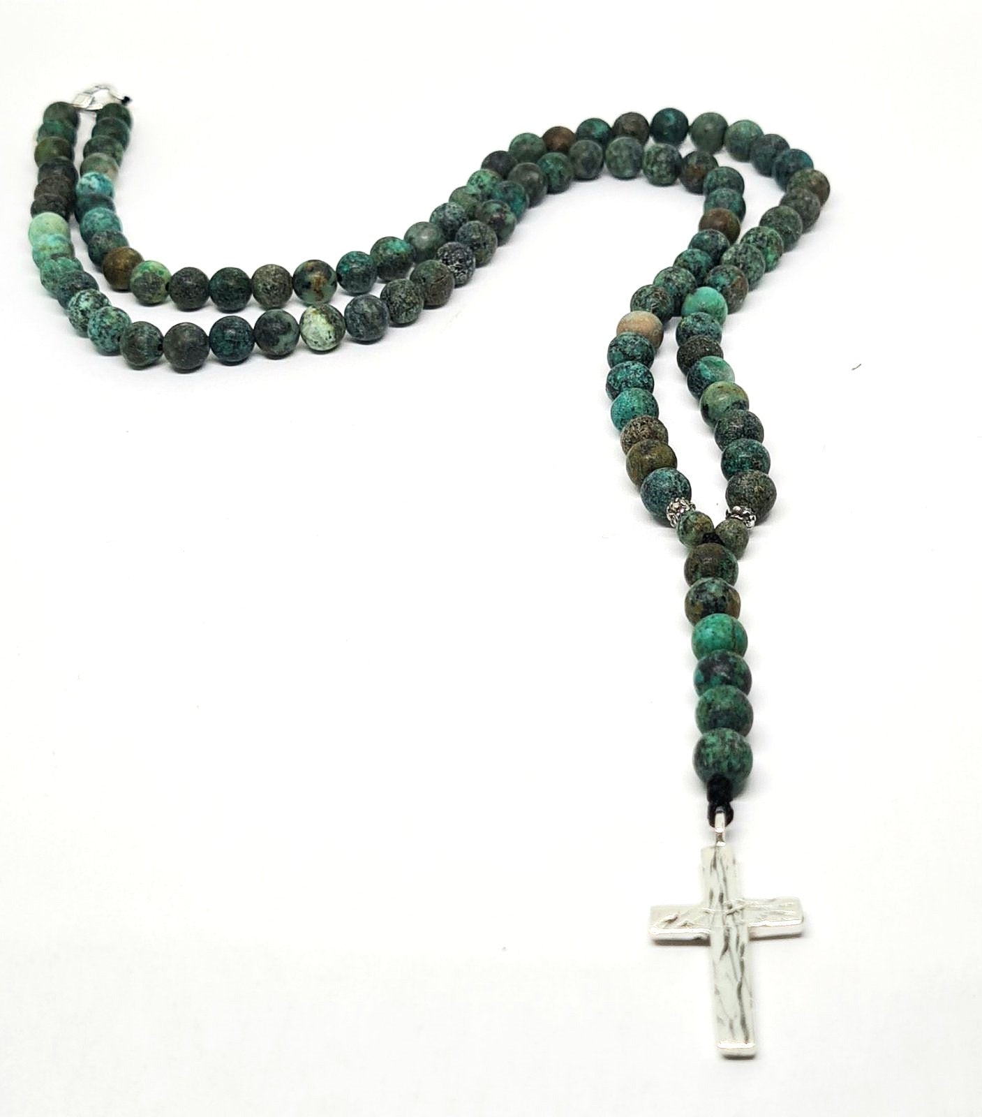 925 silver Beaded Rosario, Africa Turquoise stone 6mm | Castello Jewels