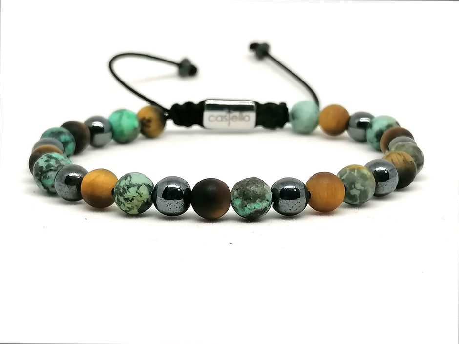 Gemstone Bracelet Tiger Eye stone, Hematite, Africa 6mm | Castello Jewels