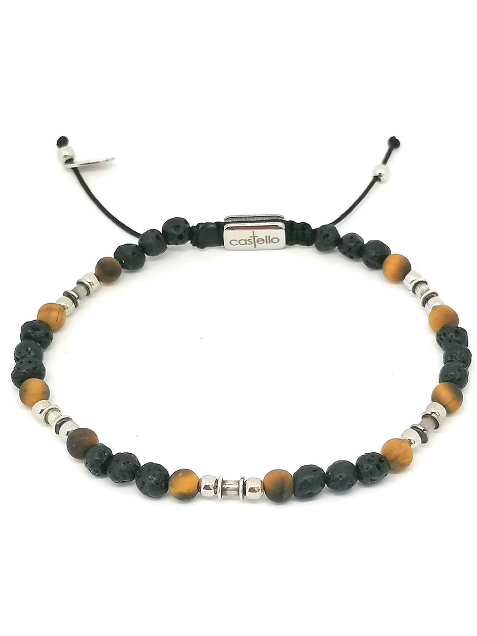 Silver bracelet Earth, Lava stone 4mm — view 3 | Castello Jewels