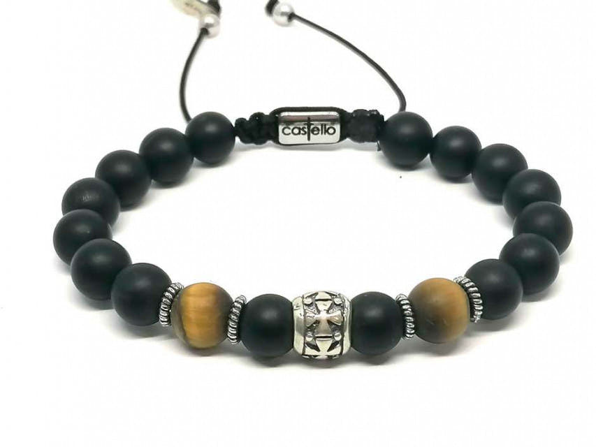 Knights Matte Onyx & Tiger's Eye Men's Bracelet, 8mm | Castello Jewels