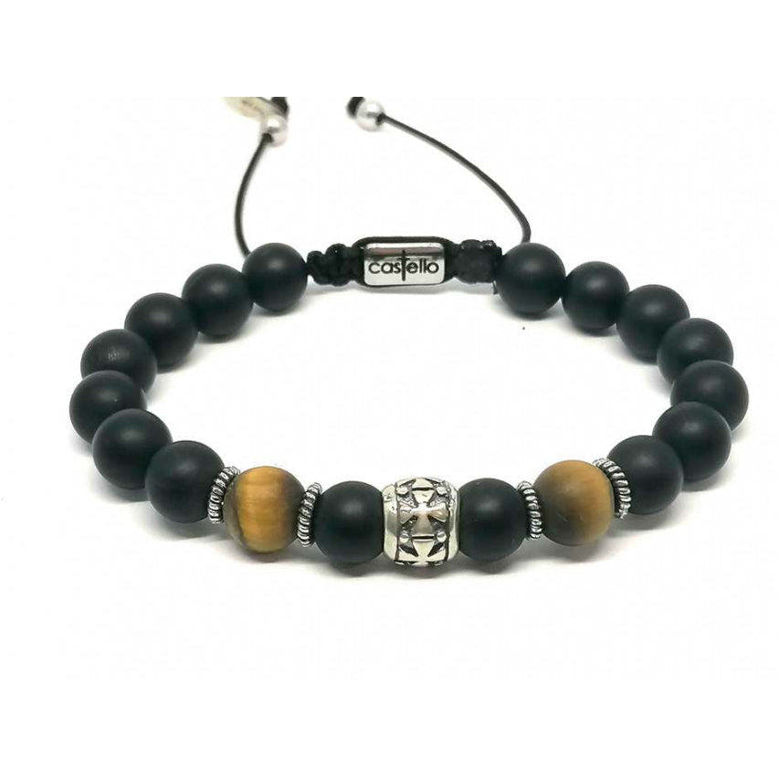 Knights Matte Onyx & Tiger's Eye Men's Bracelet, 8mm | Castello Jewels
