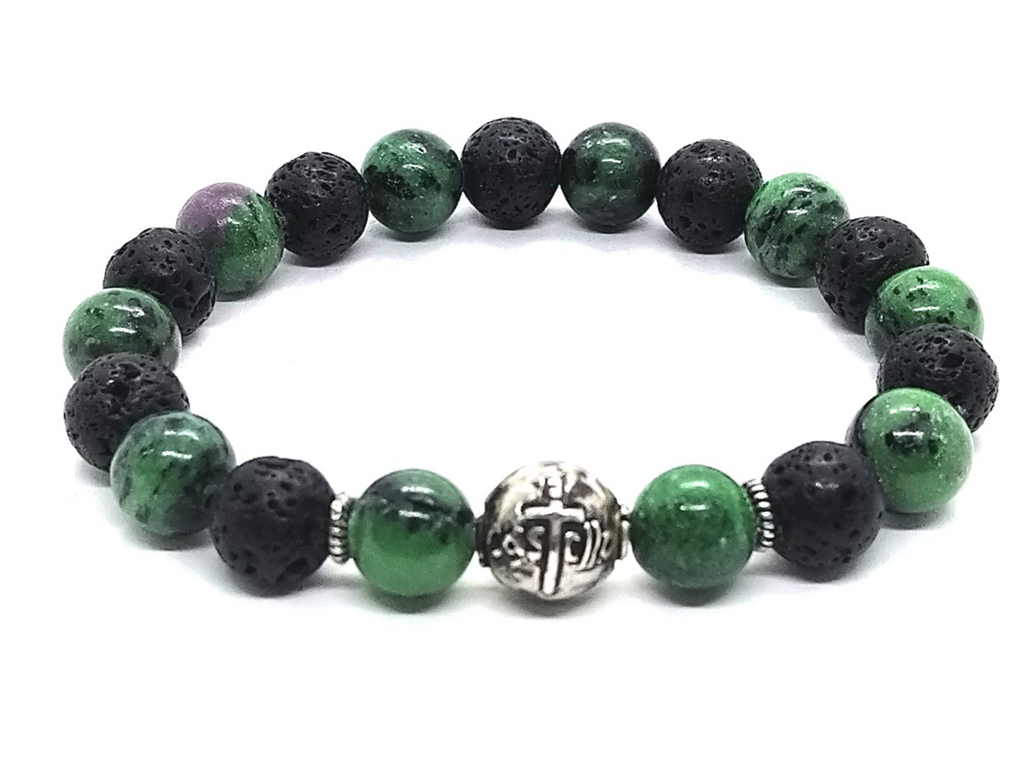 Bracelet Chic 925 Silver, Rubyzoisite stone 10mm | Castello Jewels