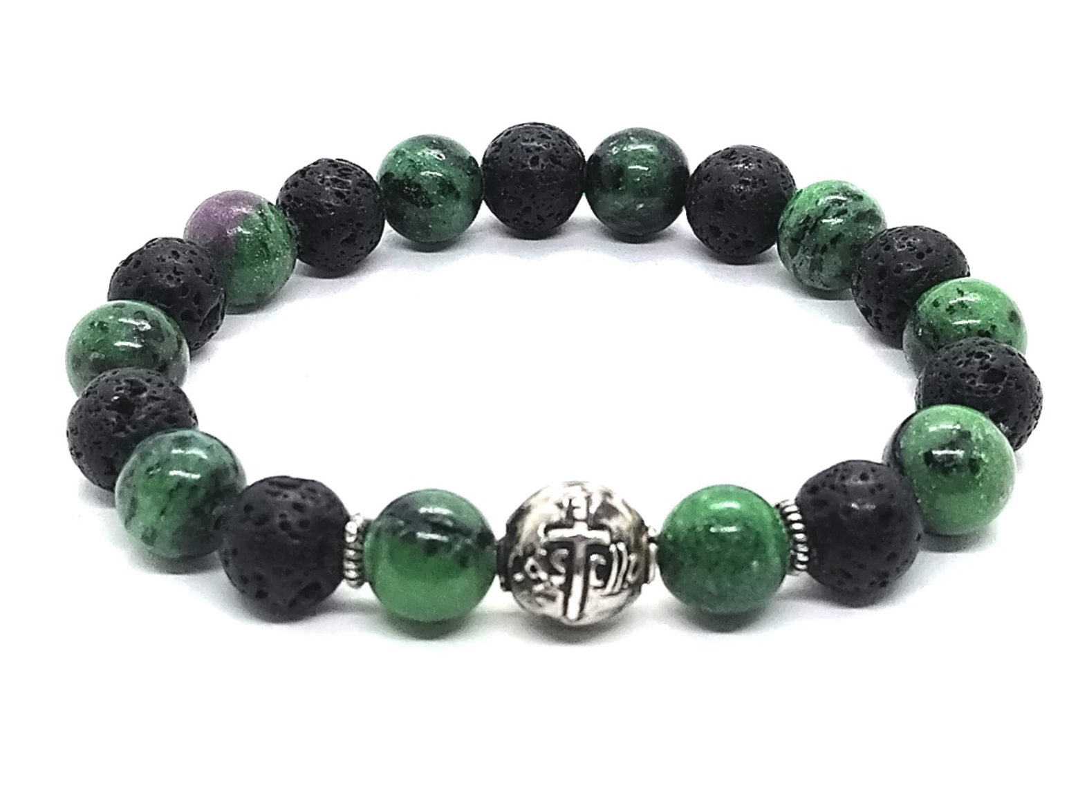 Bracelet Chic 925 Silver, Rubyzoisite stone 10mm | Castello Jewels