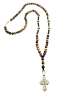 Hand Made Silver Gold Plated 925 Tigers Eye and Tube Onyx Mate stone 6mm necklace | Castello Jewels