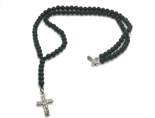 925 silver Beaded Rosario, Onyx stone of 6mm | Castello Jewels