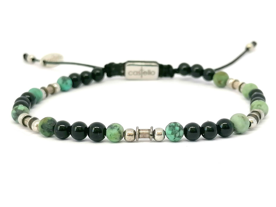 Silver bracelet Earth Onyx Polish, African Turquoise stone 4mm — view 3 | Castello Jewels