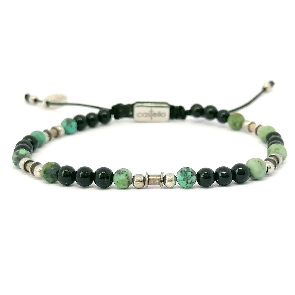 Silver bracelet Earth Onyx Polish, African Turquoise stone 4mm — view 3 | Castello Jewels