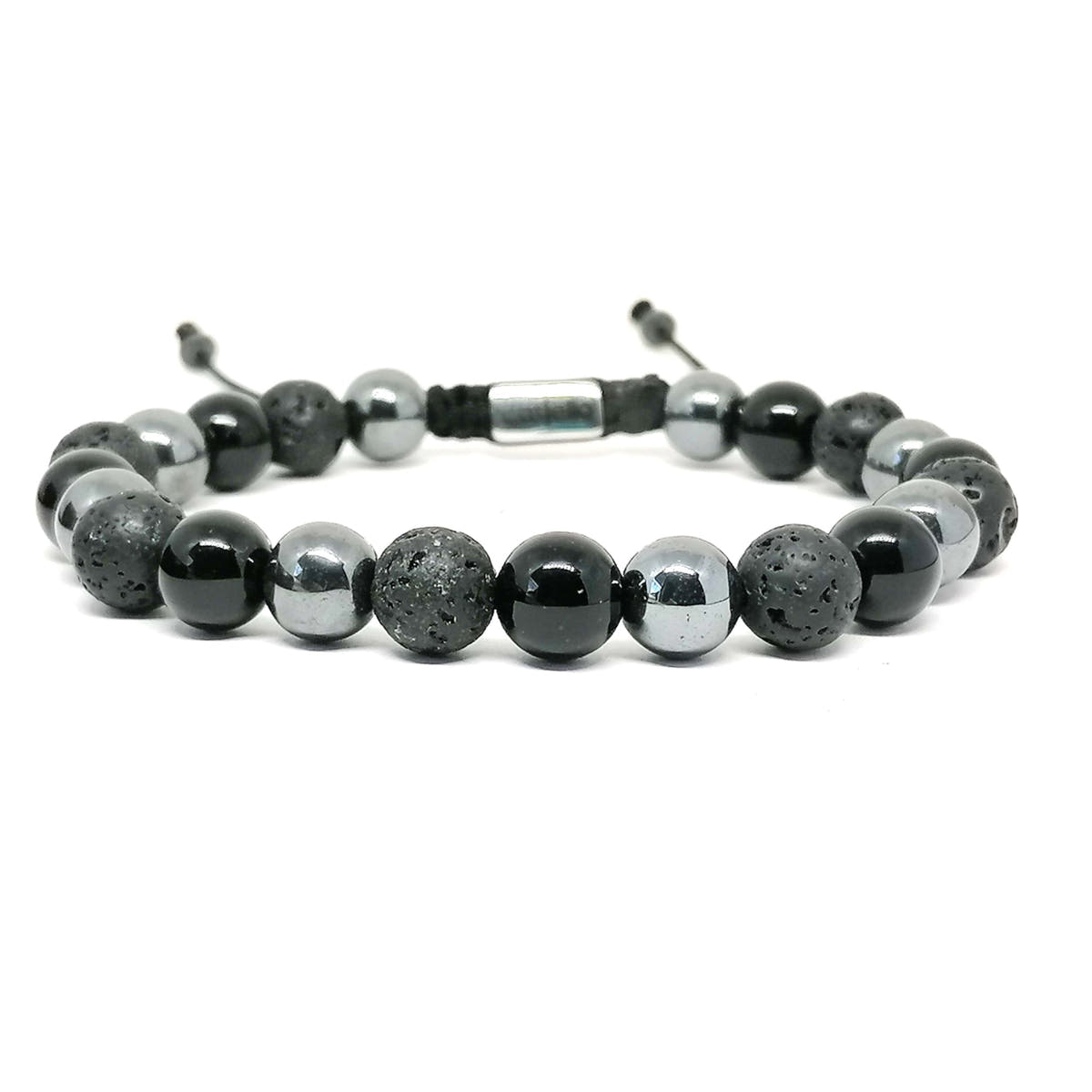 Onyx, Hematite & Lava Boho Bracelet, 8mm | Castello Jewels