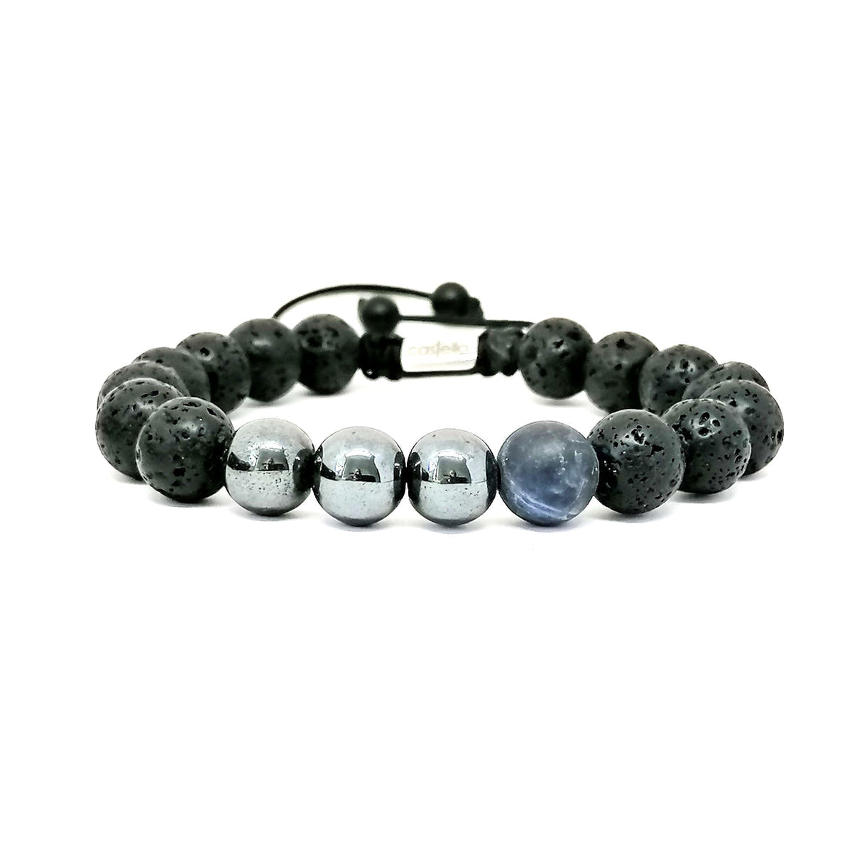 Lava, Hematite & Sodalite Gemstone Bracelet, 10mm | Castello Jewels