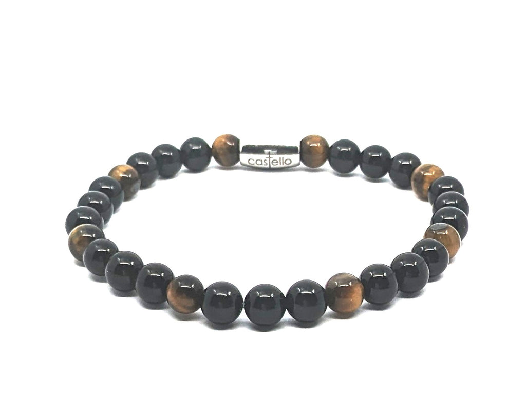 Gemstone Bracelet Onyx, Tiger's Eye stone 6mm — view 2 | Castello Jewels