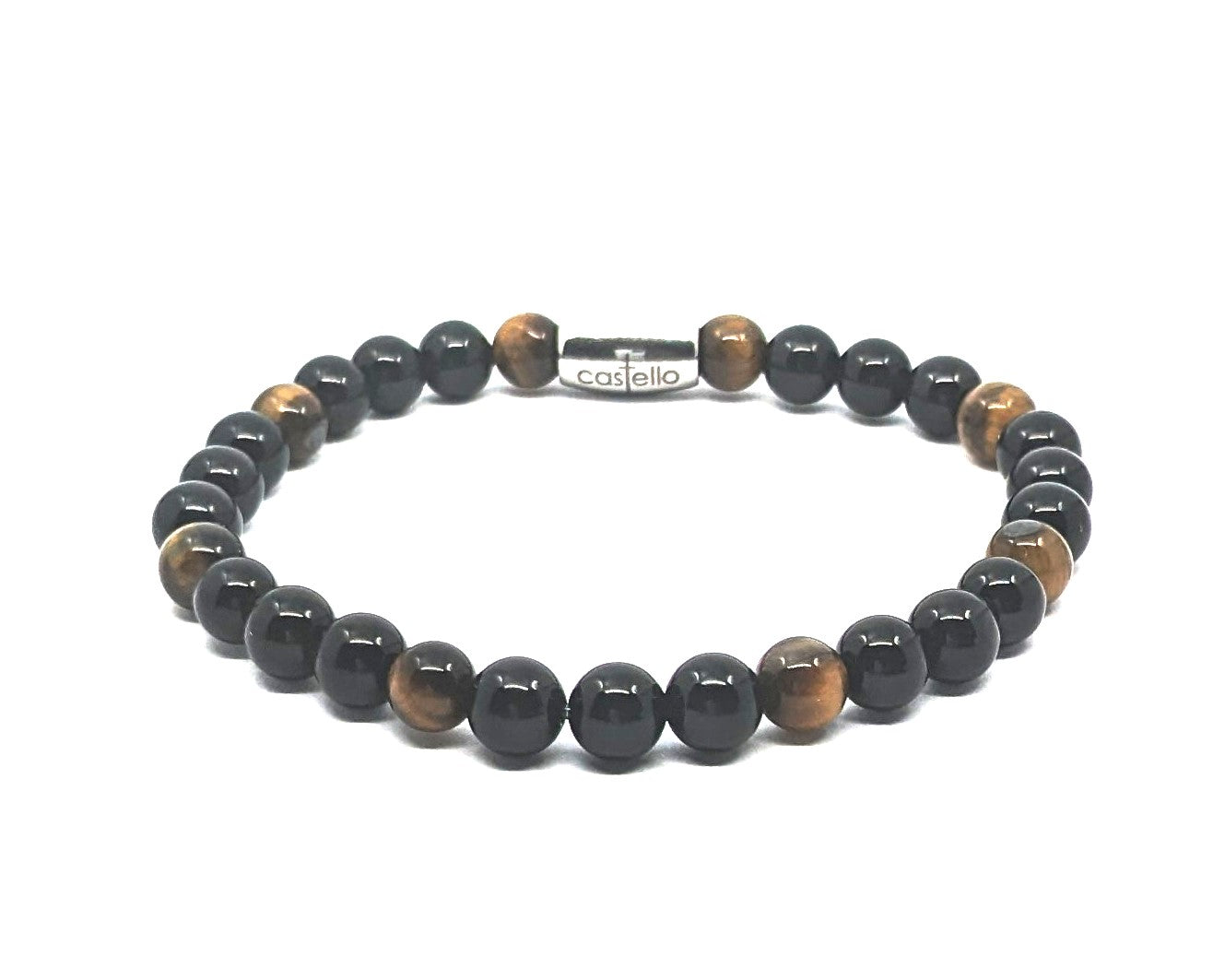 Gemstone Bracelet Onyx, Tiger's Eye stone 6mm — view 2 | Castello Jewels