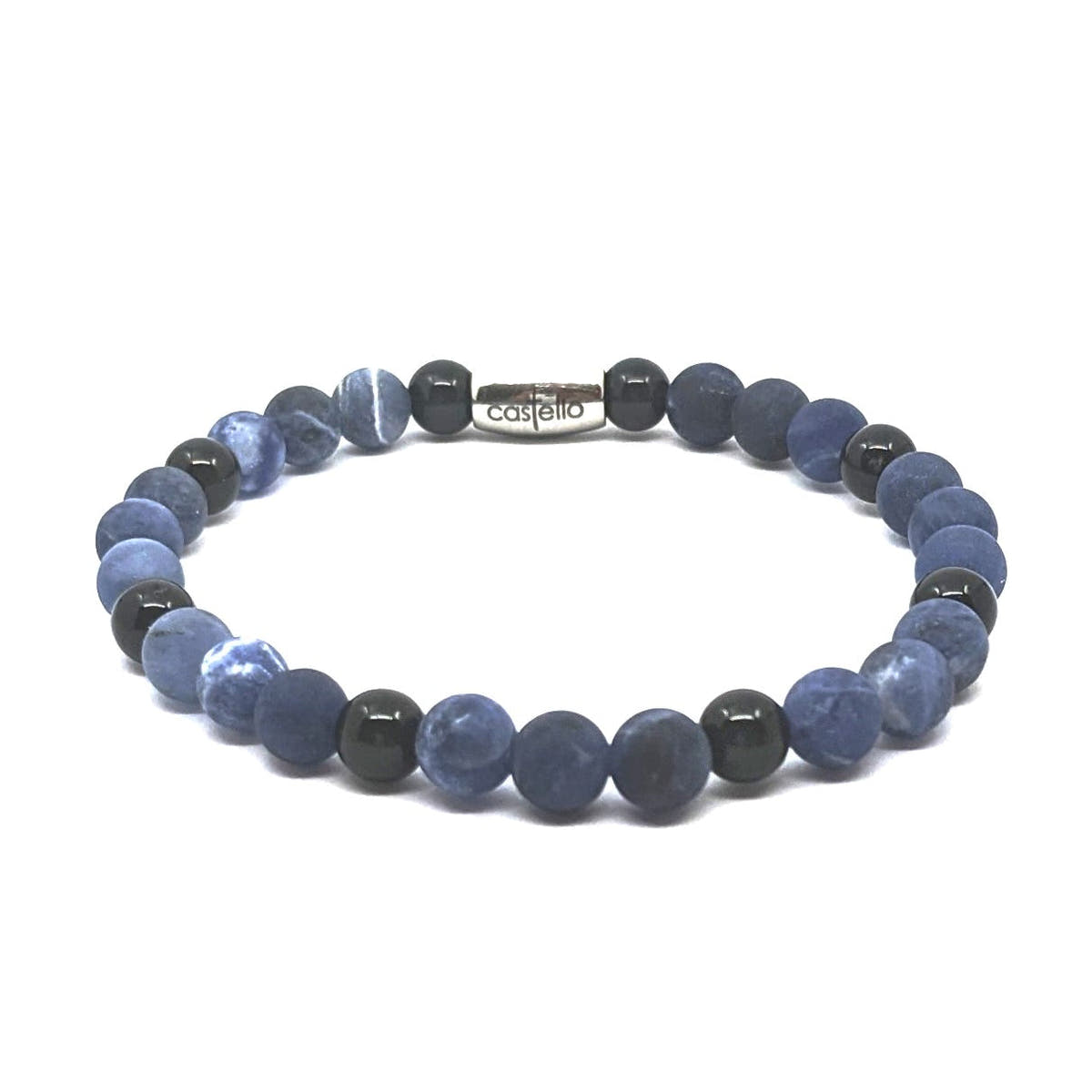 Sodalite & Onyx Bracelet, Polished, view 2, 6mm | Castello Jewels