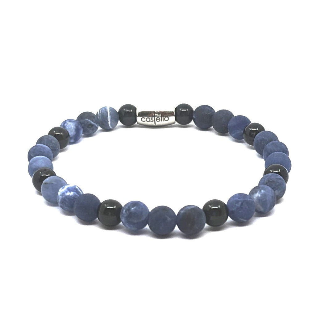 Sodalite & Onyx Bracelet, Polished, view 2, 6mm | Castello Jewels