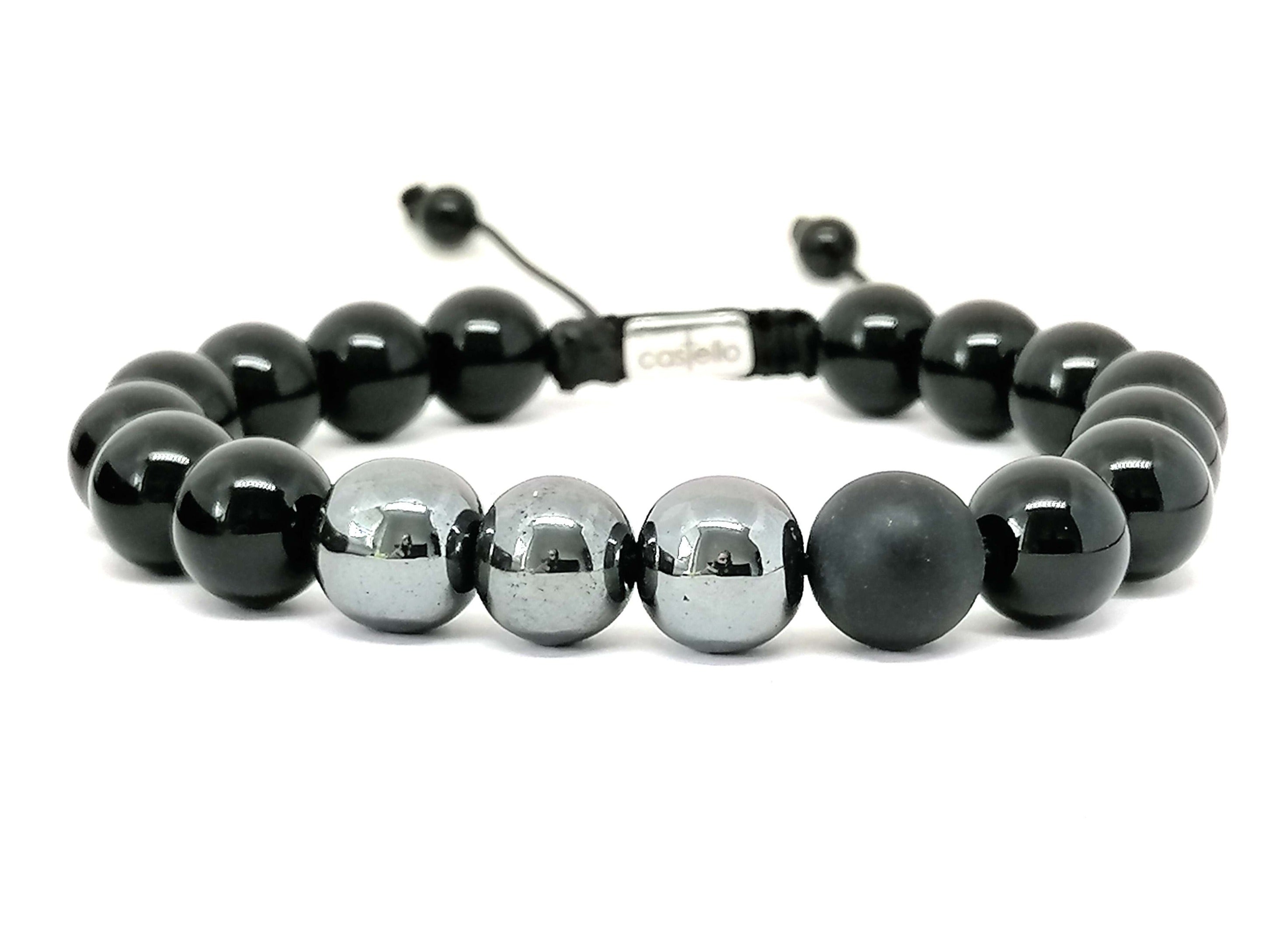 Bracelet Onyx with Hematite, 10mm stone | Castello Jewels