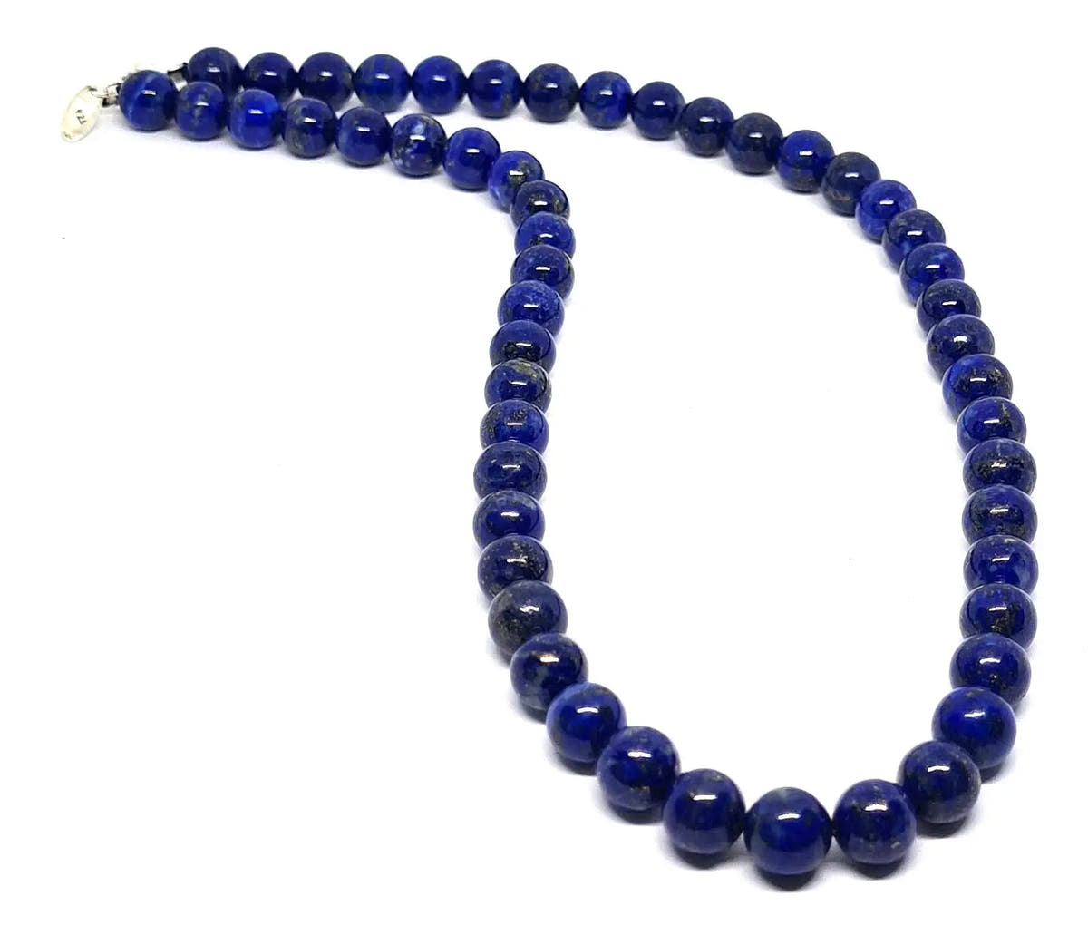 Lapis Lazuli Beaded Necklace, Sterling Silver, 8mm | Castello Jewels