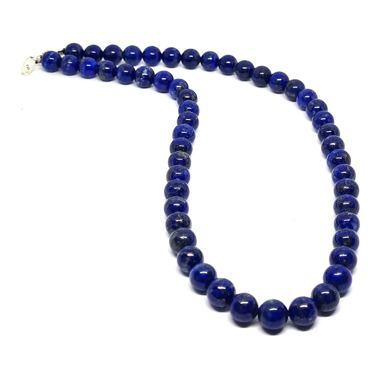 Lapis Lazuli Beaded Necklace, Sterling Silver, 8mm | Castello Jewels