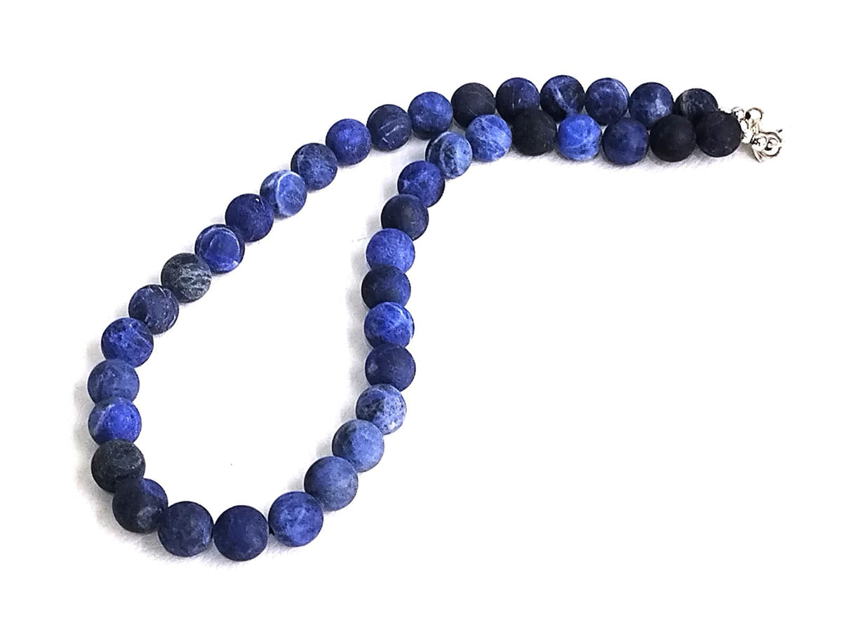 Sodalite Beaded Necklace, Sterling Silver, 10mm | Castello Jewels