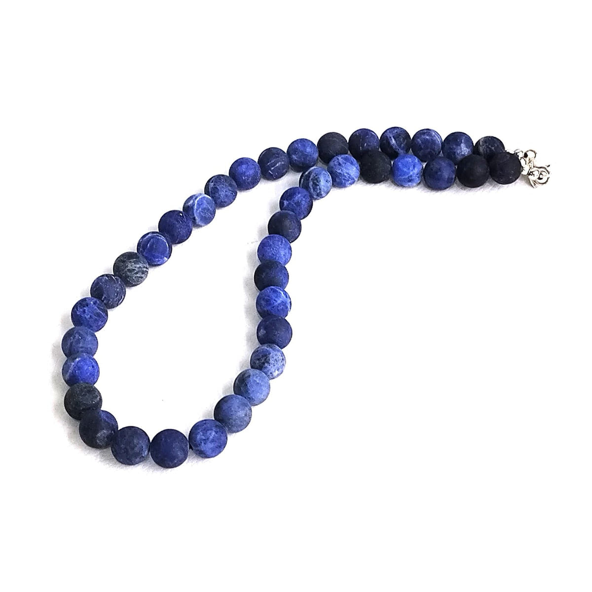 Sodalite Beaded Necklace, Sterling Silver, 10mm | Castello Jewels