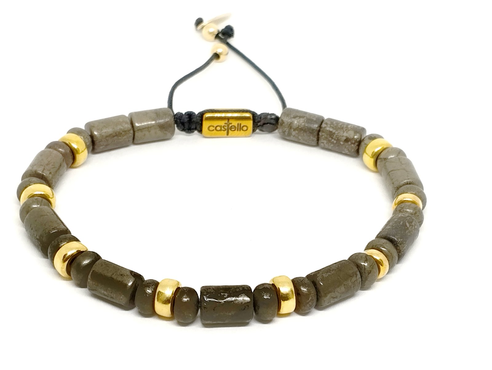 Silver 925 Gold Plated Bracelet, Pyrite stone | Castello Jewels