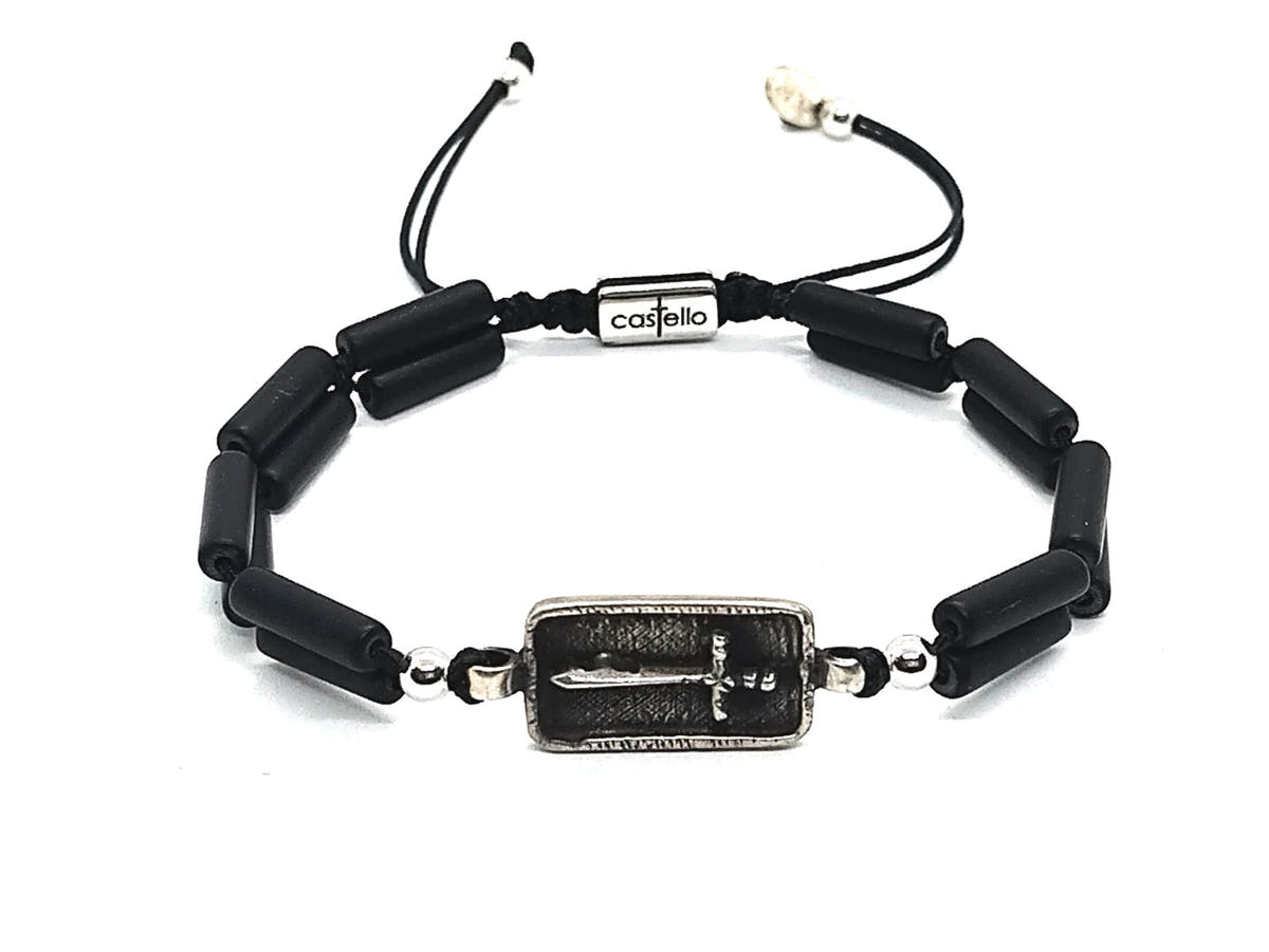 Silver Bracelet Ancient Onyx, stone tube of 2mm | Castello Jewels