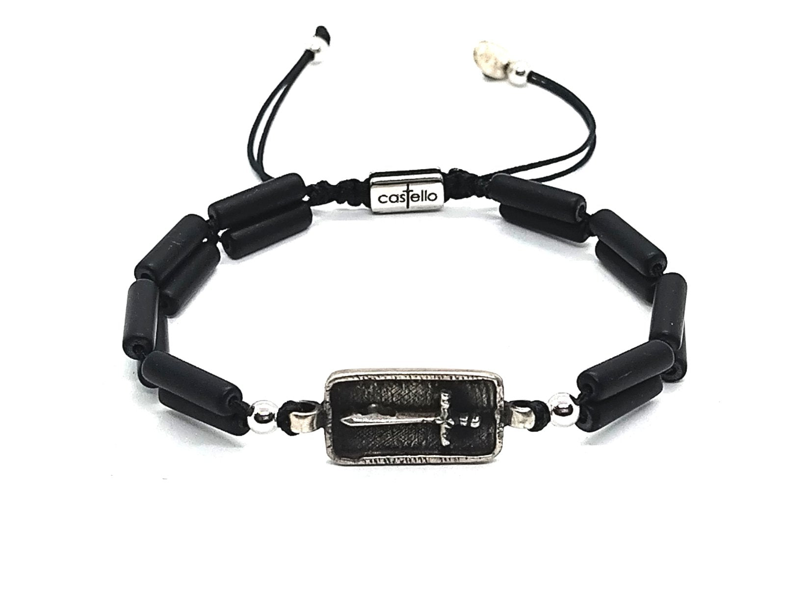 Silver Bracelet Ancient Onyx, stone tube of 2mm | Castello Jewels