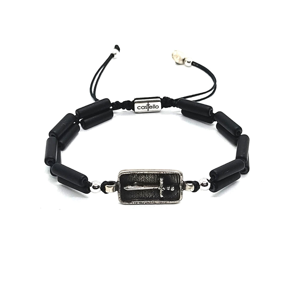 Silver Bracelet Ancient Onyx, stone tube of 2mm | Castello Jewels